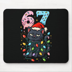 67 Black Cat Christmas Ice Cream Drip Santa Hat Si Mouse Pad