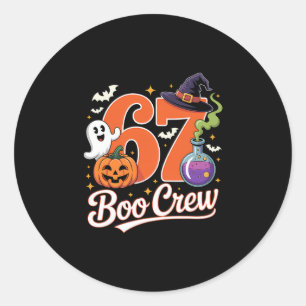 67 Boo Crew Funny Halloween Ghost Witch Pumpkin Sp Classic Round Sticker