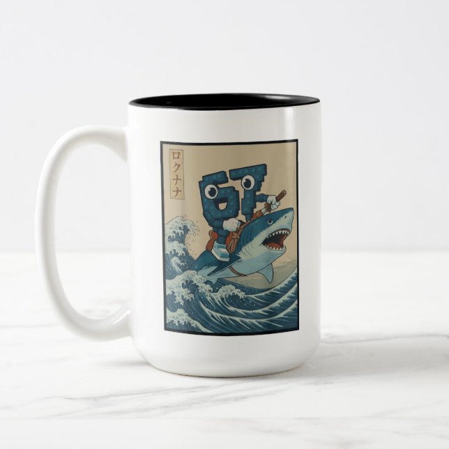 67 Brainrot Character Style Birthday Boys for Men  Two-Tone Coffee Mug (Left)