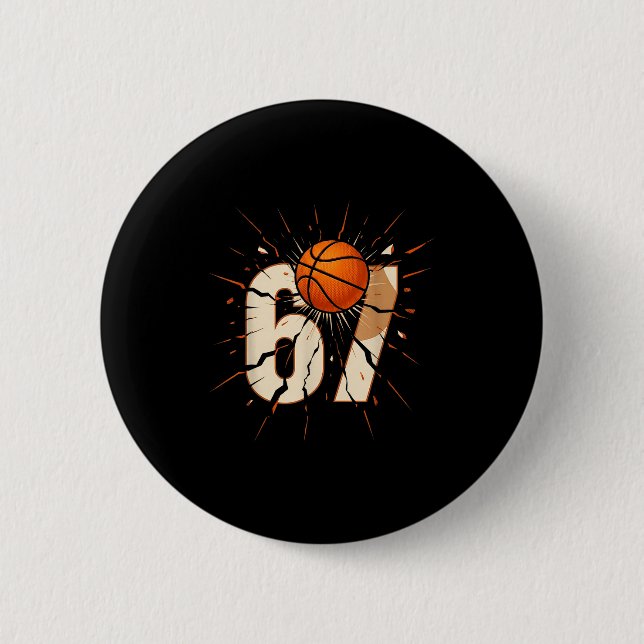 67 Brainrot Youth Basketball Drip - Funny Kids 67  Button (Front)