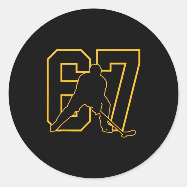 67 Brainrot Youth Ice Hockey Drip - Funny Kids 67  Classic Round Sticker (Front)