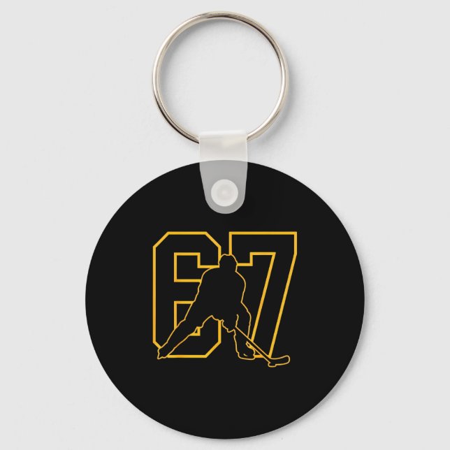 67 Brainrot Youth Ice Hockey Drip - Funny Kids 67  Keychain (Front)