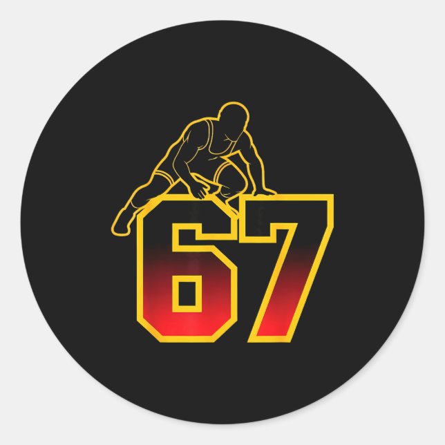 67 Brainrot Youth Wrestling Drip - Funny Kids 67  Classic Round Sticker (Front)