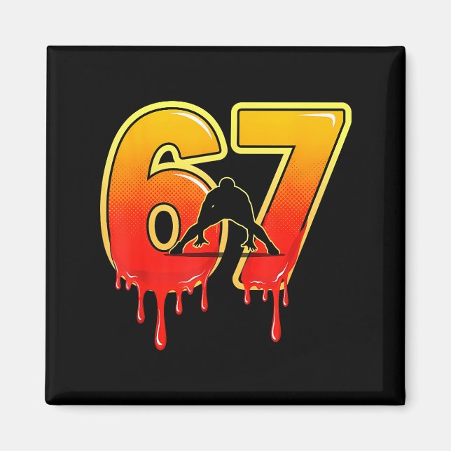 67 Brainrot Youth Wrestling Drip - Funny Kids 67  Magnet (Front)