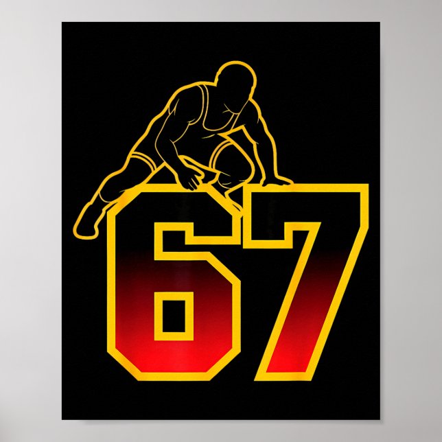 67 Brainrot Youth Wrestling Drip - Funny Kids 67  Poster (Front)