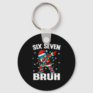 67 Bruh Christmas Six Seven Meme Dab Santa  Keychain