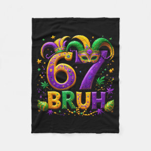 67 Bruh Jester Hat Feather Mask Mardi Gras Fleur D Fleece Blanket