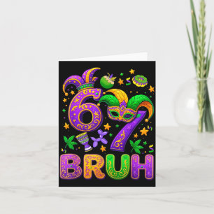 67 Bruh Mardi Gras Jester Mask New Orleans  Card