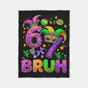 67 Bruh Mardi Gras Jester Mask New Orleans  Fleece Blanket