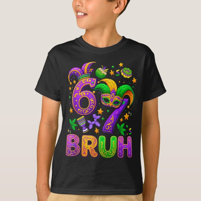 67 Bruh Mardi Gras Jester Mask New Orleans  T-Shirt (Front)