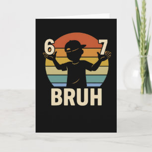 67 Bruh Retro Boy 6 7 Meme Kids Kindergarten Card