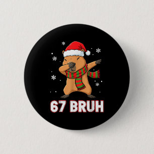 67 Bruh Six Seven Meme Capybara Christmas Kids Boy Button