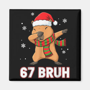67 Bruh Six Seven Meme Capybara Christmas Kids Boy Magnet