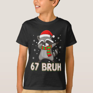 67 Bruh Six Seven Meme Raccoon Christmas Kids Boys T-Shirt