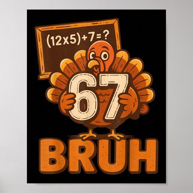 67 Bruh Turkey Thanksgiving Six Seven 6 7 Meme Boy Poster (Front)
