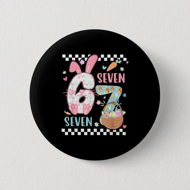 67 bunny six seven easter 6 7 easter happy easter button (Front)