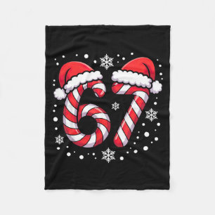 67 Candy Canes Santa  Fleece Blanket