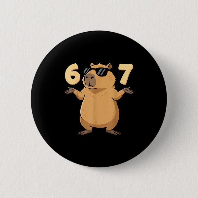 67 Capybara Meme 6 7 Aesthetic For Kids Young Adul Button (Front)