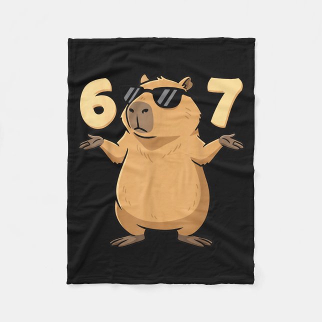67 Capybara Meme 6 7 Aesthetic For Kids Young Adul Fleece Blanket (Front)