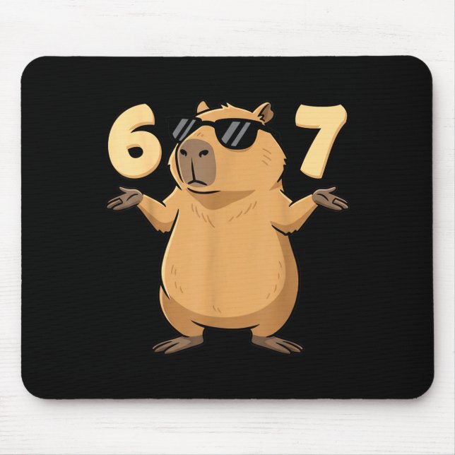 67 Capybara Meme 6 7 Aesthetic For Kids Young Adul Mouse Pad (Front)
