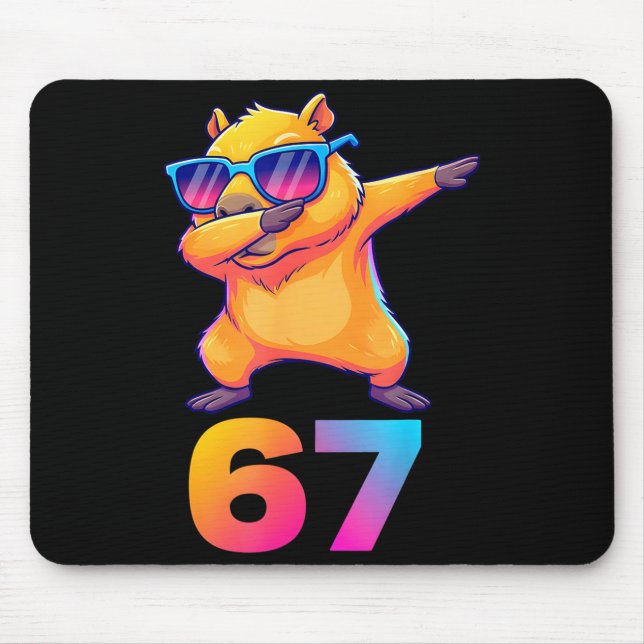 67 Capybara Six Seven Meme Animal Cool Capybara Da Mouse Pad (Front)