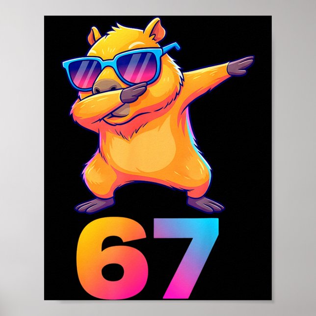 67 Capybara Six Seven Meme Animal Cool Capybara Da Poster (Front)