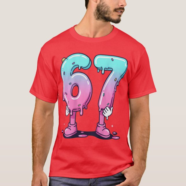 67 Cartoon Number Poster For Birthday Celebration  T-Shirt (Front)