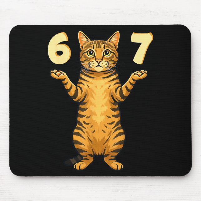 67 Cat Meme Funny Gen Alpha Slang Humor For Teens  Mouse Pad (Front)