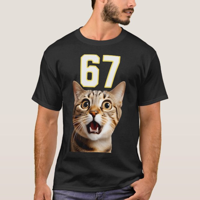 67 Cat Six Seven Funny Meme 6 7 T-Shirt (Front)