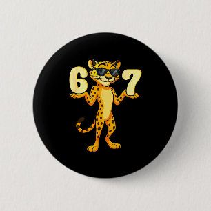 67 Cheetah Meme Six Seven Hands Motion Kids Teens Button