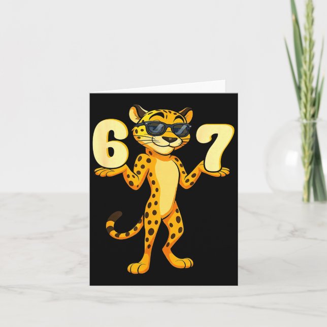 67 Cheetah Meme Six Seven Hands Motion Kids Teens  Card (Front)