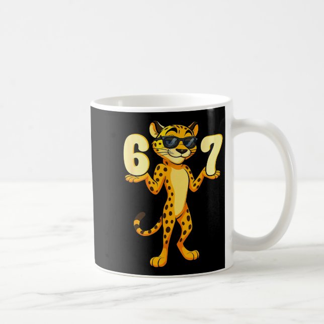 67 Cheetah Meme Six Seven Hands Motion Kids Teens  Coffee Mug (Right)