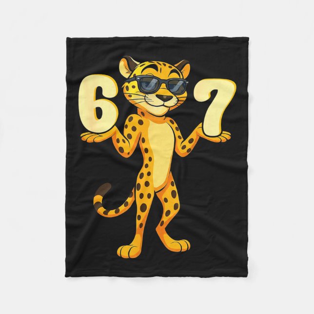 67 Cheetah Meme Six Seven Hands Motion Kids Teens  Fleece Blanket (Front)