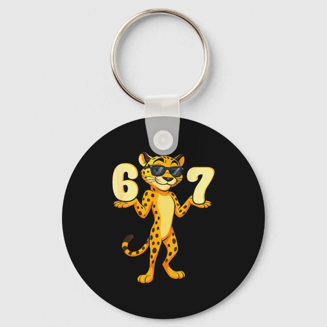 67 Cheetah Meme Six Seven Hands Motion Kids Teens  Keychain (Front)