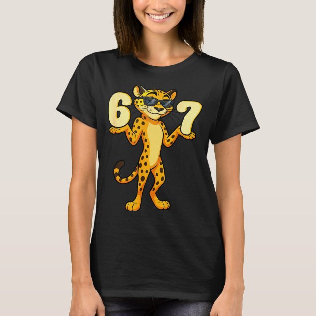 67 Cheetah Meme Six Seven Hands Motion Kids Teens  T-Shirt (Front)