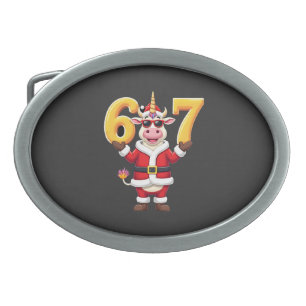 67 Christmaas Unicorn 6 7 Meme for Girls Kids Funn Belt Buckle