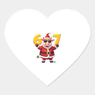 67 Christmaas Unicorn 6 7 Meme for Girls Kids Funn Heart Sticker