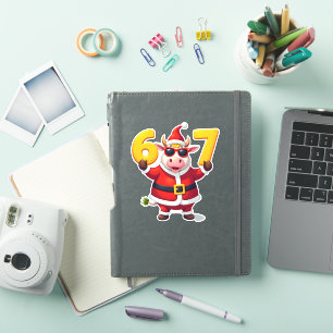 67 Christmaas Unicorn 6 7 Meme for Girls Kids Funn Sticker