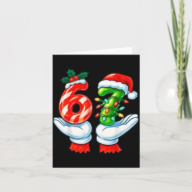 67 Christmas 67 Meme Gen Alpha Slang Candy Cane Xm Card (Front)