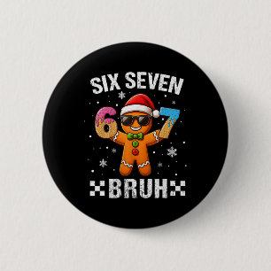 67 Christmas 6 7 Meme Gingerbread Man Xmas Pajamas Button