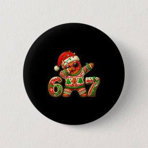67 Christmas 6 7 Meme Gingerbread Man Xmas Pajamas Button