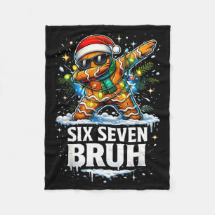 67 Christmas 6 7 Meme Gingerbread Man Xmas Pajamas Fleece Blanket