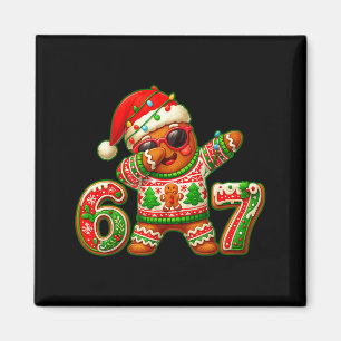 67 Christmas 6 7 Meme Gingerbread Man Xmas Pajamas Magnet