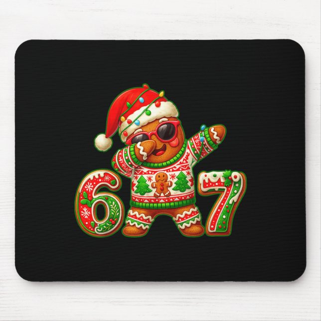 67 Christmas 6 7 Meme Gingerbread Man Xmas Pajamas Mouse Pad (Front)