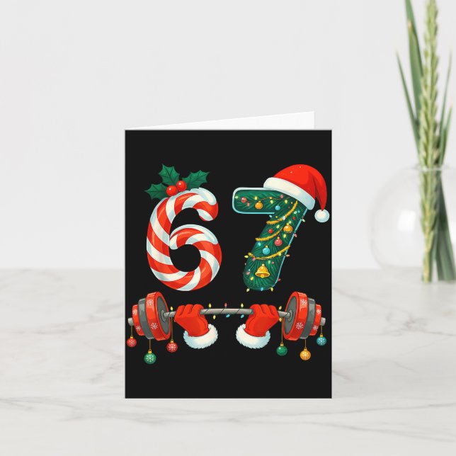 67 Christmas 6 7 Meme Gym Workout Fitness Men Wome Card (Front)