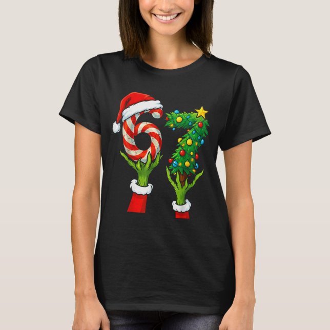 67 Christmas 6 7 Meme Hands Holiday Gen Alpha For  T-Shirt (Front)