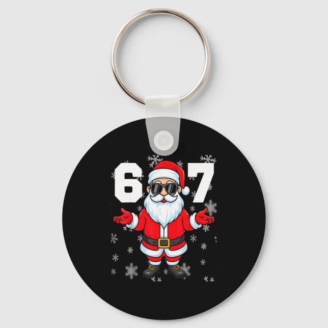 67 Christmas 6 7 Meme Pajamas 67 Bruh Slang  Keychain (Front)
