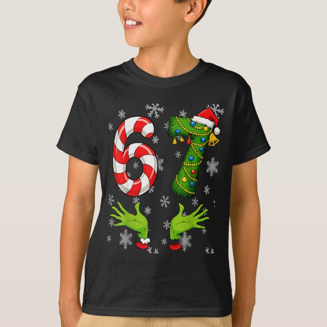 67 Christmas 6 7 Meme Pajamas 67 Bruh Slang  T-Shirt (Front)