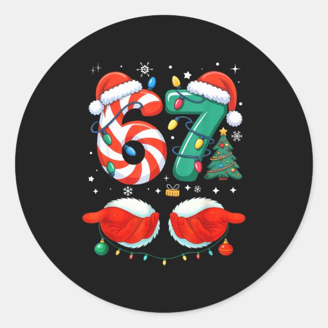 67 Christmas 6 7 Meme Pajamas Holiday Gen Alpha Sl Classic Round Sticker (Front)