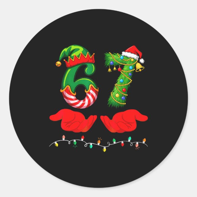67 Christmas 6 7 Meme Pajamas Holiday Gen Alpha Sl Classic Round Sticker (Front)